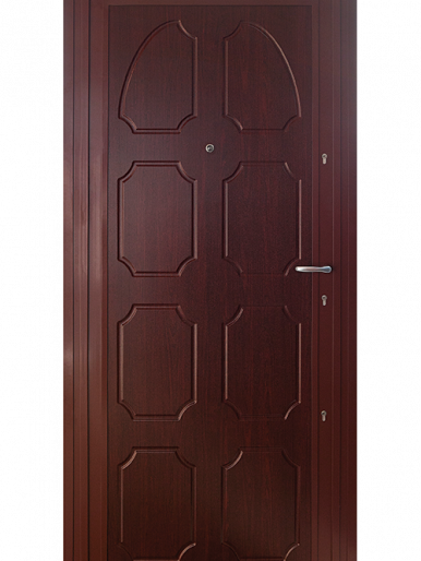 Nivo biztonsagi ajto klasszikus stilusu marasmintaval standard szerkezettel panellakasokhoz mahagoni szinben
